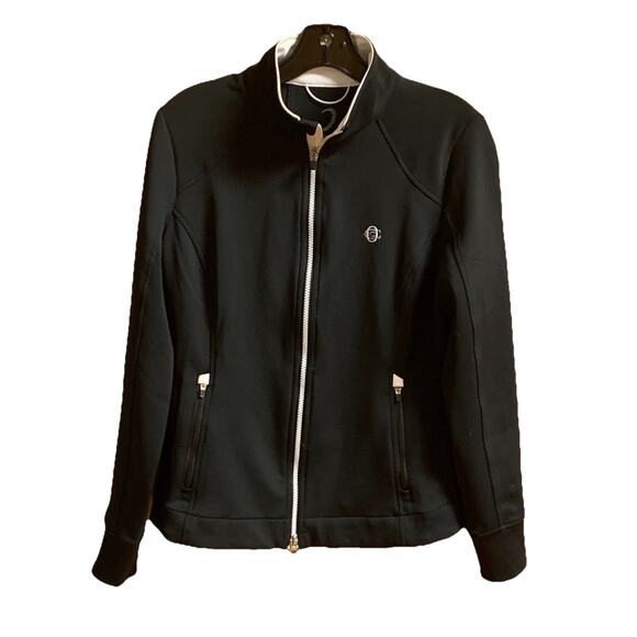 Womens Zero Restriction Medium Black Long Sleeve Logo Jacket Zip Pockets - Picture 2 of 10
